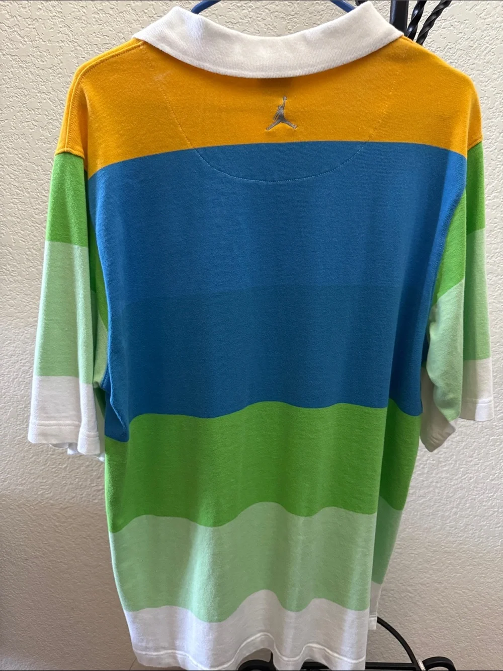 Jordan Colorblock Polo in Blue, Green & White with Yellow Accents